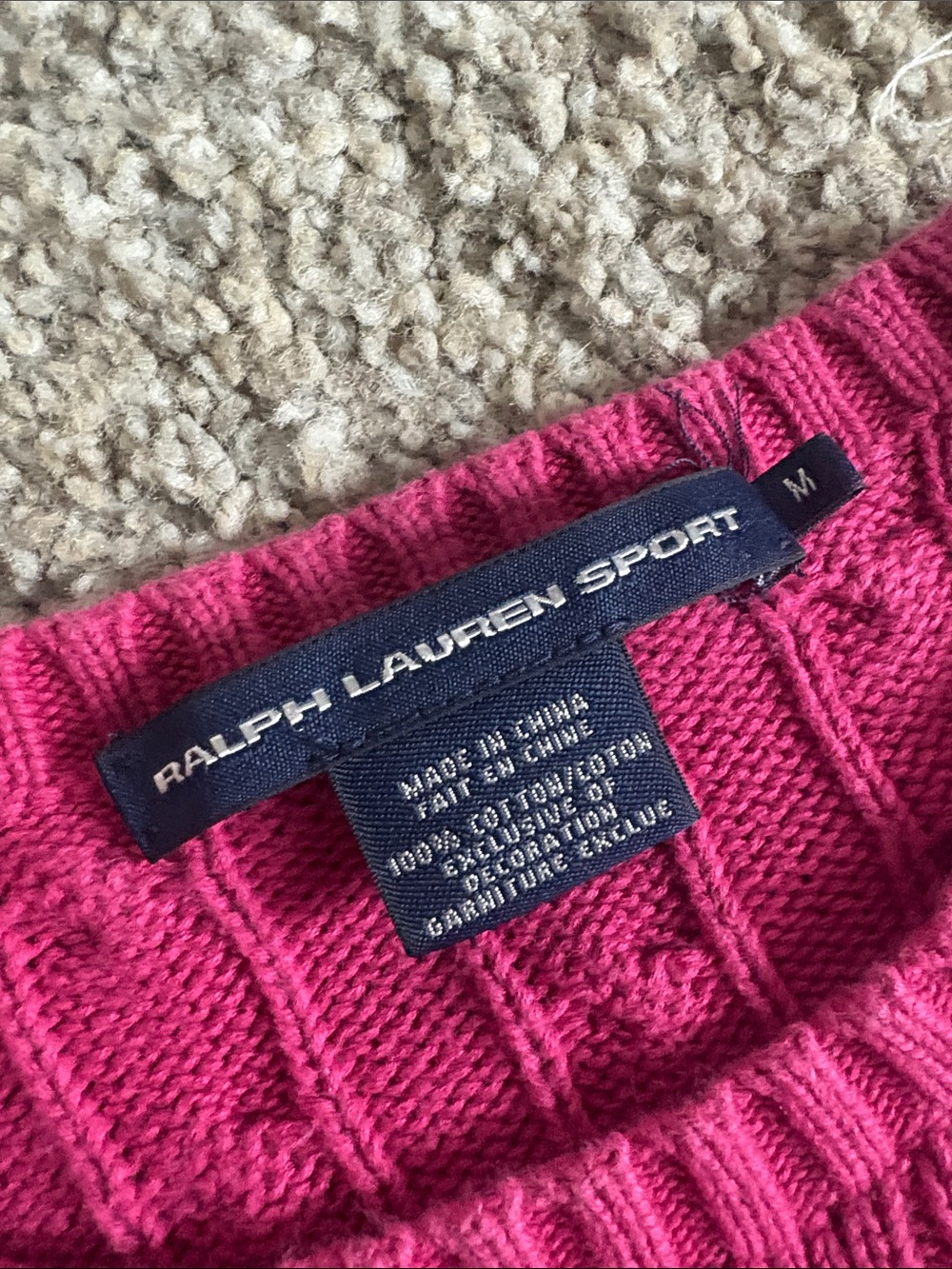 Ralph Lauren Fuchsia 100% cotton Cable-Knit Crewneck Sweater - Picture 4 of 6